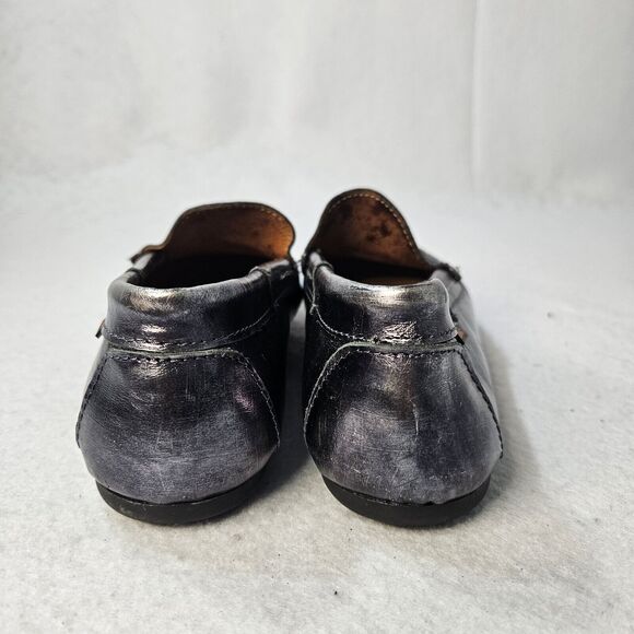 ANDAGO hamdmade Leather Loafers Sz 36 Dark Grey Metallic - Picture 3 of 8